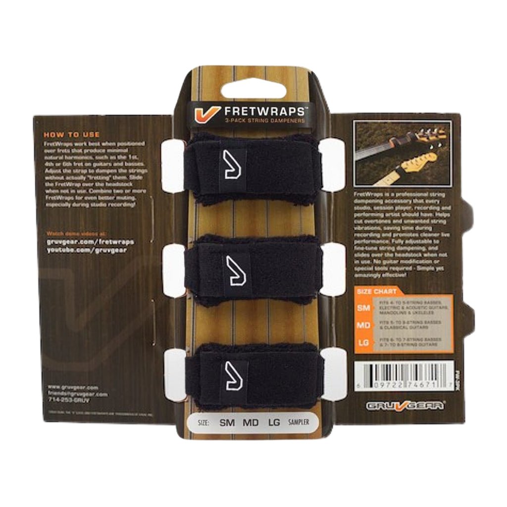 Gruv Gear Fretwraps 3 Pack - Black (Large) Guitar Accessories Sky Music