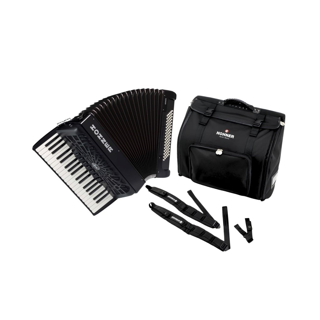 Hohner Bravo III 96 SilentKey Piano Accordion w/Gig Bag - Black Brass and Woodwind Instruments Other Sky Music