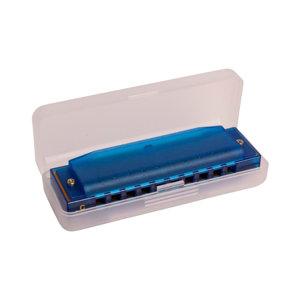 Hohner Translucent Harp Harmonica - C/Blue Hardcase Harmonicas Sky Music