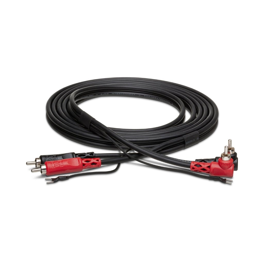 Hosa Technology Dual RCA to Dual Right-angle RCA with Ground Wire Stereo Interconnect Cable 1m Cables Sky Music