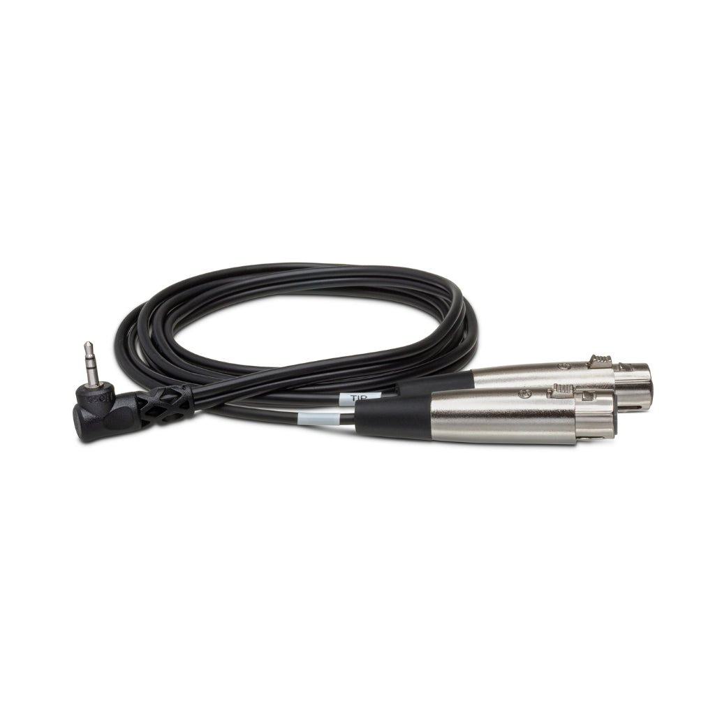 Hosa Technology Dual XLR3F to Right-angle 3.5 mm TRS Microphone Cable 1ft Cables Sky Music
