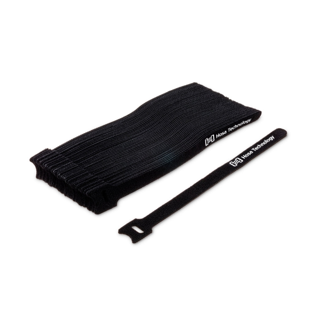 Hosa Technology Hook and Loop Cable Tie, 50pc Black Cables Sky Music