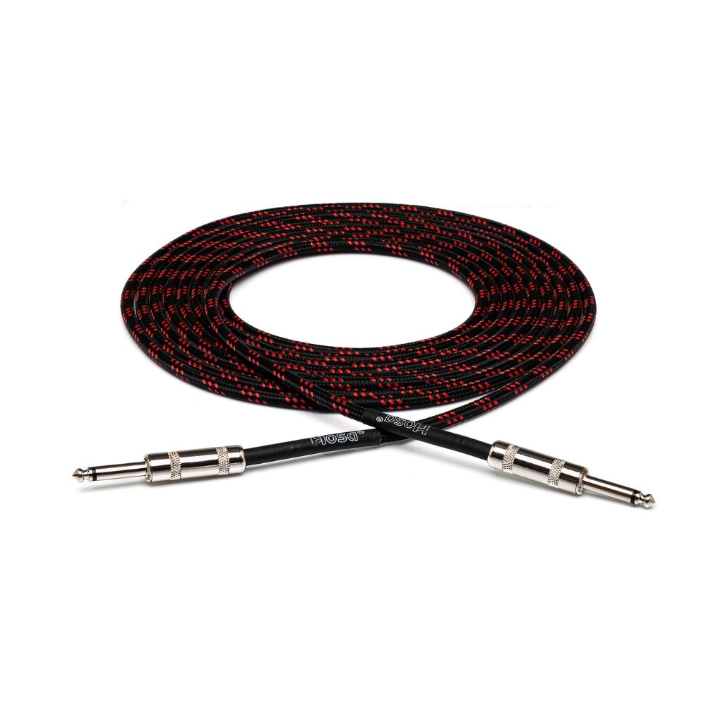 Hosa Technology Straight to Same Cloth Guitar Cable 18ft Black/Red Cables Sky Music