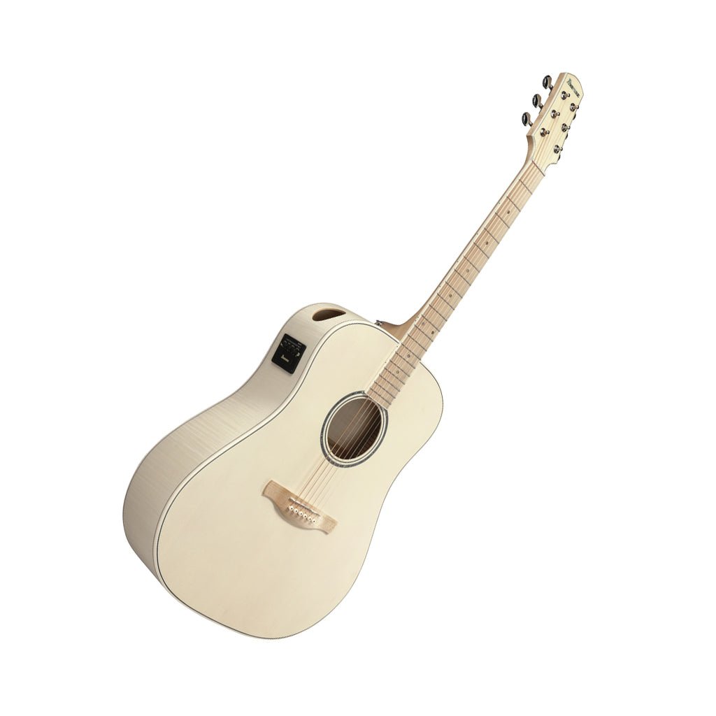 Ibanez AAD77M1E Dreadnought Acoustic Guitar w/Pickup - Open Pore Antique White Acoustic Guitars Sky Music