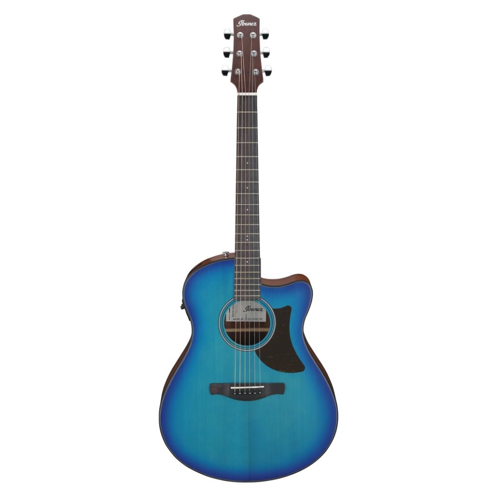 Ibanez AAM50CE Open Pore Top, Natural Open Pore Back and Sides Acoustic Guitar - Sapphire Blue Burst Acoustic Guitars Sky Music