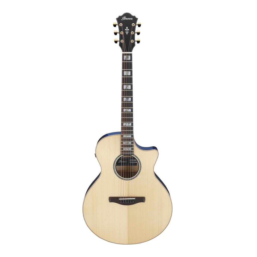 Ibanez AE390NTA Electro Acoustic Guitar Natural High Gloss Top, Aqua Blue High Gloss Back and Sides Acoustic Guitars Sky Music