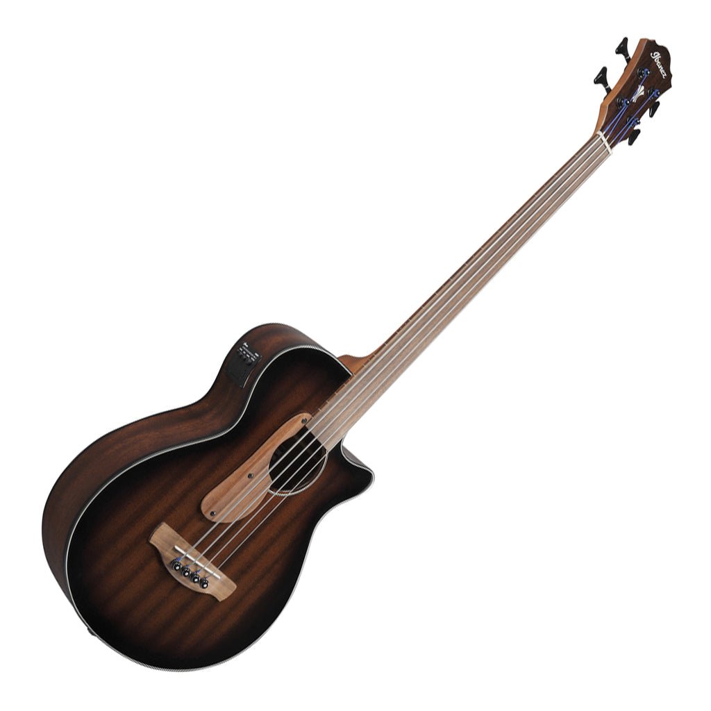 Ibanez AEGB24FEMHS Electro Acoustic Fretless Bass Guitar - Mahogany Sunburst High Gloss Bass Guitars Sky Music