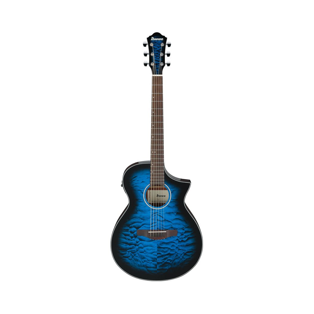 Ibanez AEWC16QA Acoustic Guitar w/Pickup - Transparent Blue Sunburst High Gloss Acoustic Guitars Sky Music