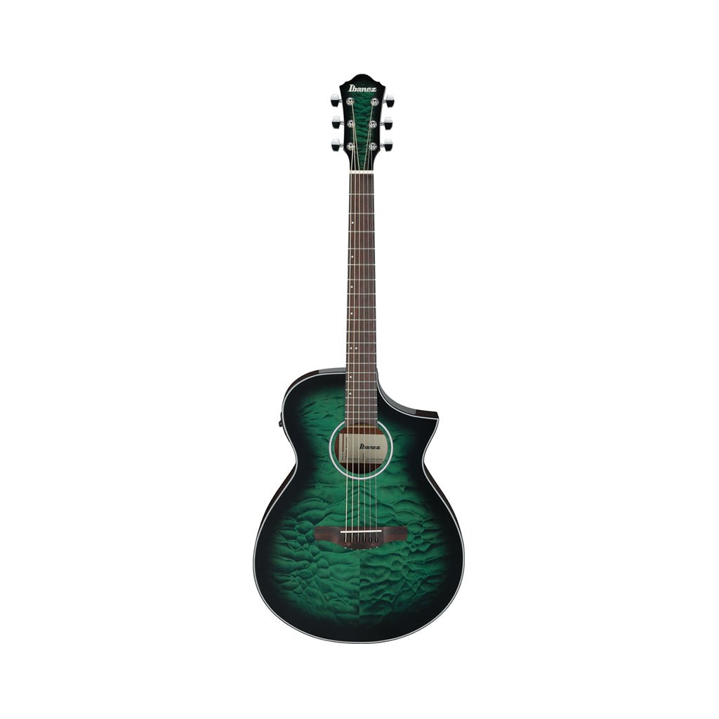 Ibanez AEWC16QA Acoustic Guitar w/Pickup - Transparent Emerald Burst High Gloss Acoustic Guitars Sky Music