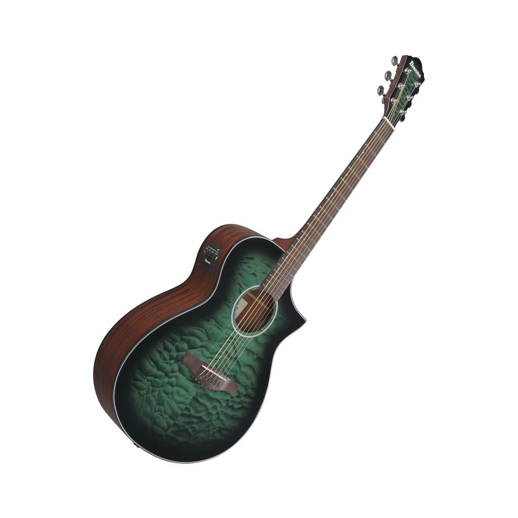 Ibanez AEWC16QA Acoustic Guitar w/Pickup - Transparent Emerald Burst High Gloss Acoustic Guitars Sky Music