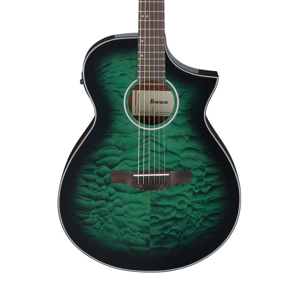 Ibanez AEWC16QA Acoustic Guitar w/Pickup - Transparent Emerald Burst High Gloss Acoustic Guitars Sky Music