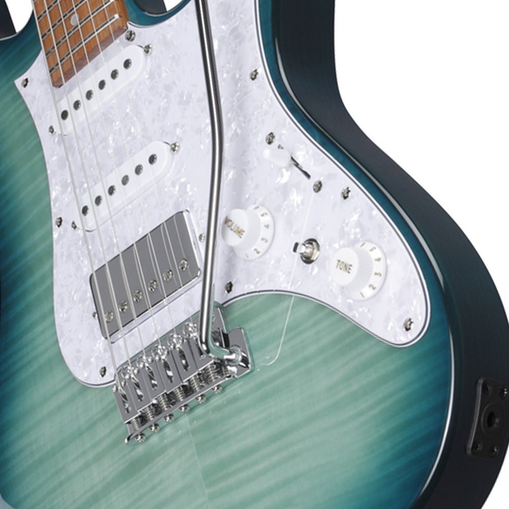 Ibanez AZ22S1F Flamed Maple Top with Jatoba Fretboard - Transparent Turquoise Burst Electric Guitars Sky Music