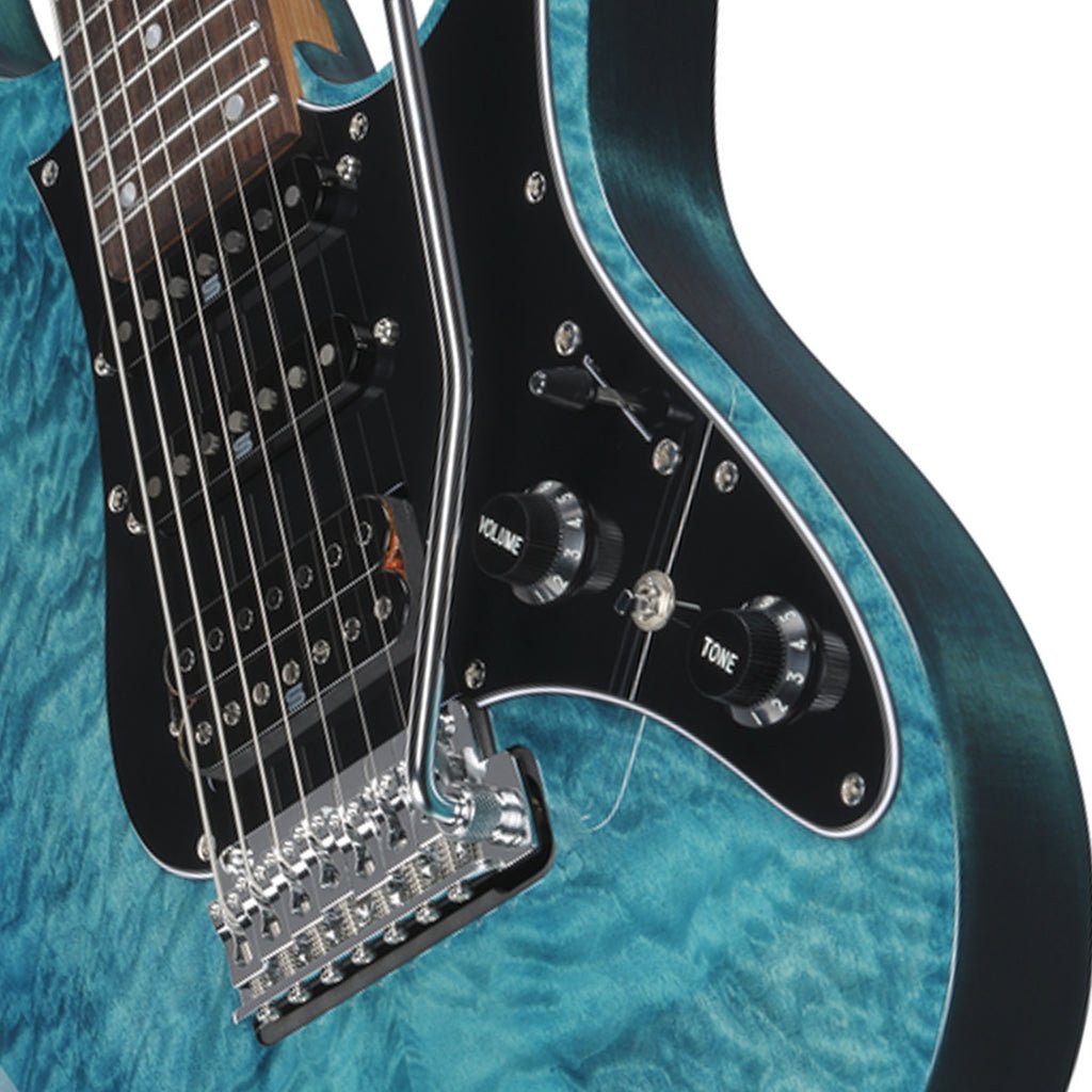 Ibanez AZ447P1QM Premium 7-String Electric Guitar - Cosmic Blue Electric Guitars Sky Music