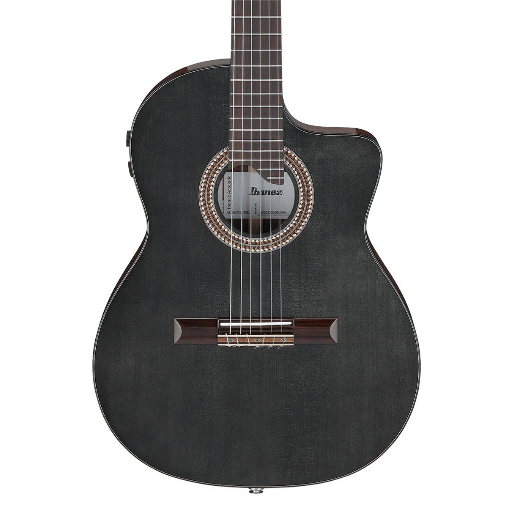 Ibanez GA360TCE Nylon String Classical Body Acoustic Guitar - Transparent Black High Gloss Classical Guitars Sky Music