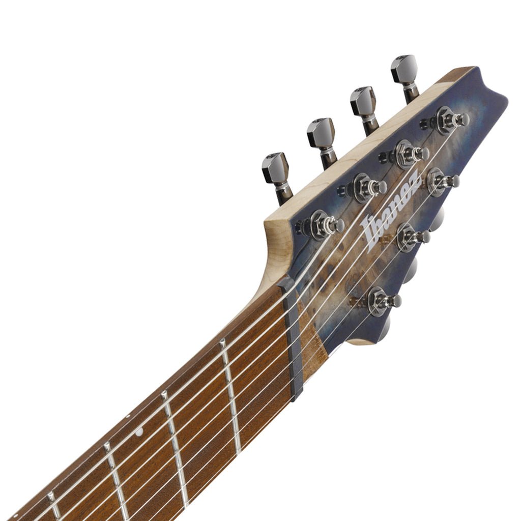 Ibanez RGMS7PB 7-String Electric Guitar with Poplar Burl Top and Jatoba Fretboard - Cosmic Blue Star Burst Electric Guitars Sky Music