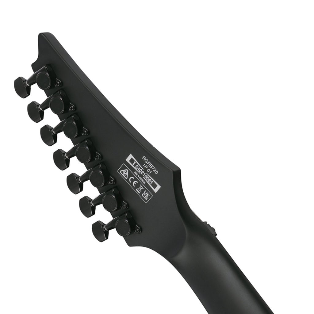 Ibanez RGRB720 7-String Electric Guitar with Ebony Fretboard - Black Flat Electric Guitars Sky Music