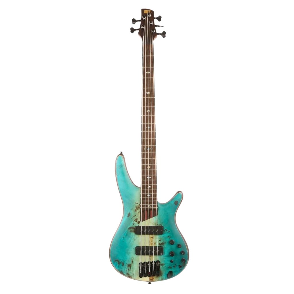 Ibanez SR1605B Premium Electric 5-String Bass, Caribbean Shoreline Flat Bass Guitars Sky Music