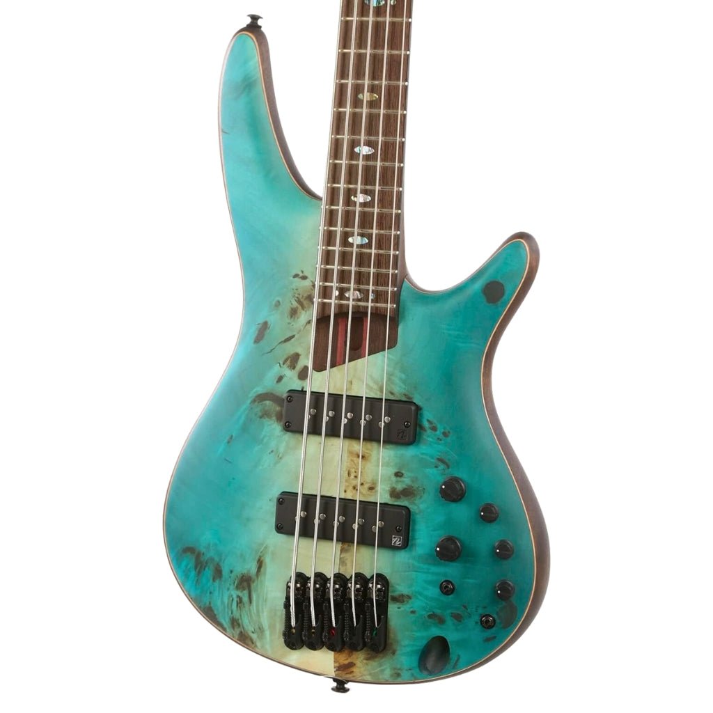 Ibanez SR1605B Premium Electric 5-String Bass, Caribbean Shoreline Flat Bass Guitars Sky Music