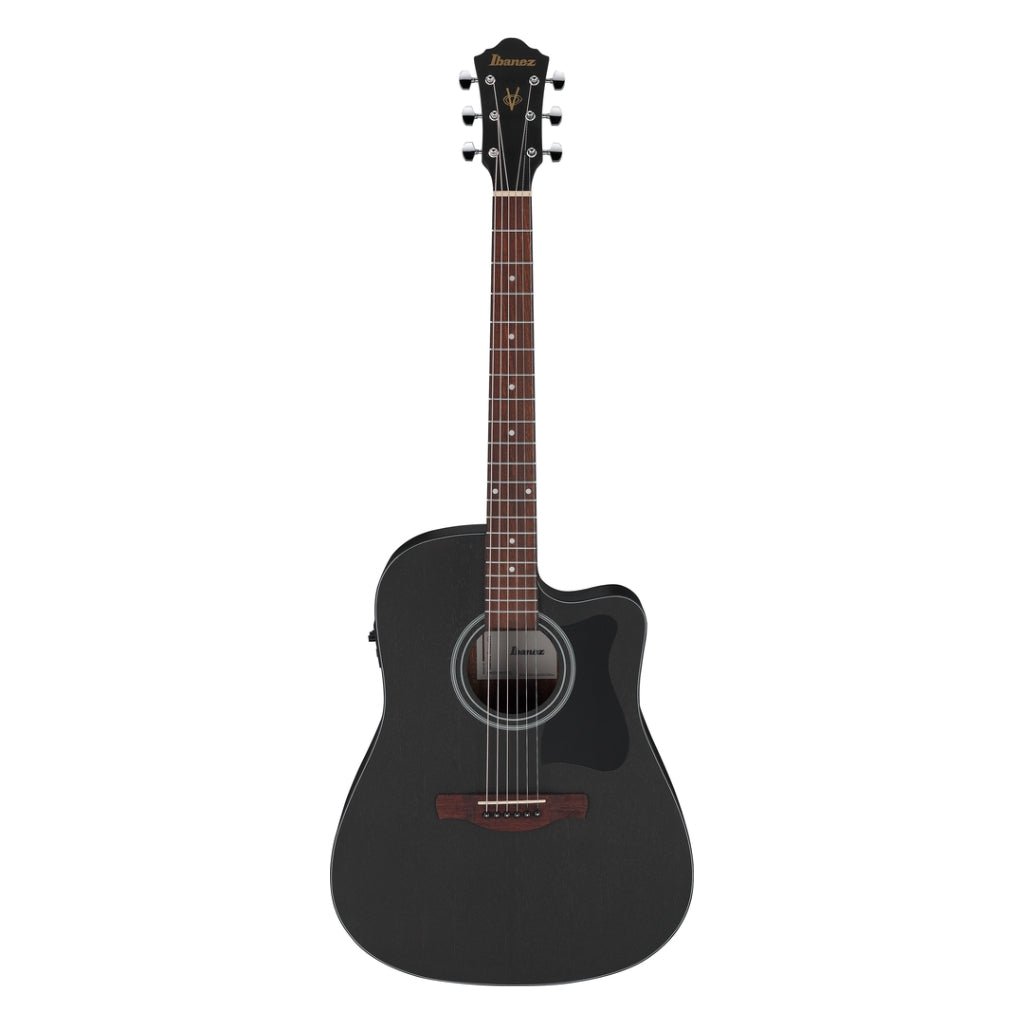 Ibanez V44CE Acoustic Guitar - Weathered Black Open Pore Acoustic Guitars Sky Music