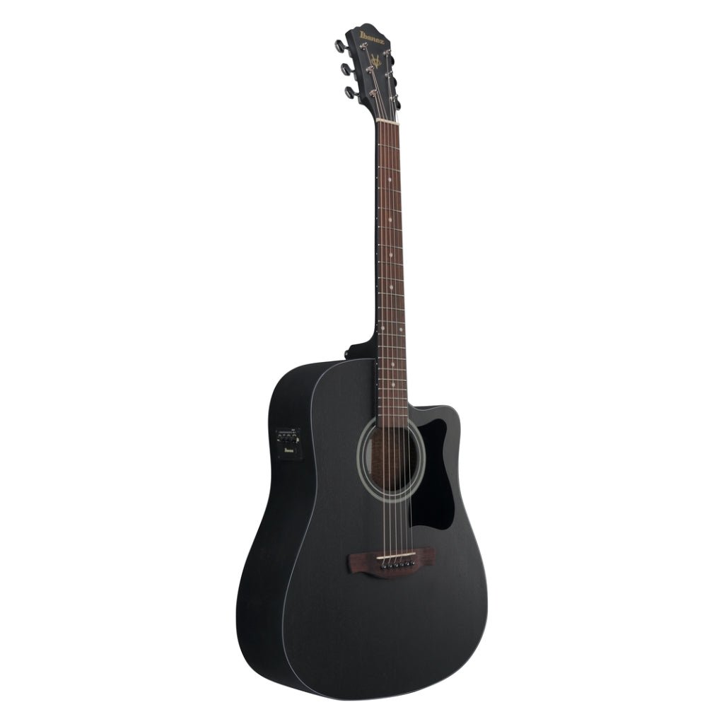 Ibanez V44CE Acoustic Guitar - Weathered Black Open Pore Acoustic Guitars Sky Music