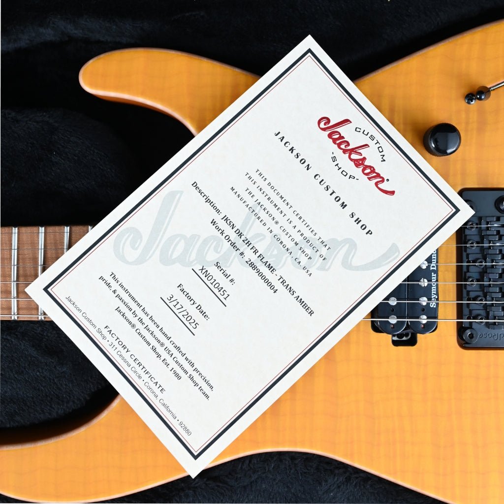 Jackson Custom Shop DK 2H FR Flame Maple Top Electric Guitar - Trans Amber Electric Guitars Sky Music