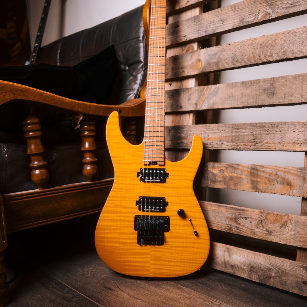 Jackson Custom Shop DK 2H FR Flame Maple Top Electric Guitar - Trans Amber Electric Guitars Sky Music
