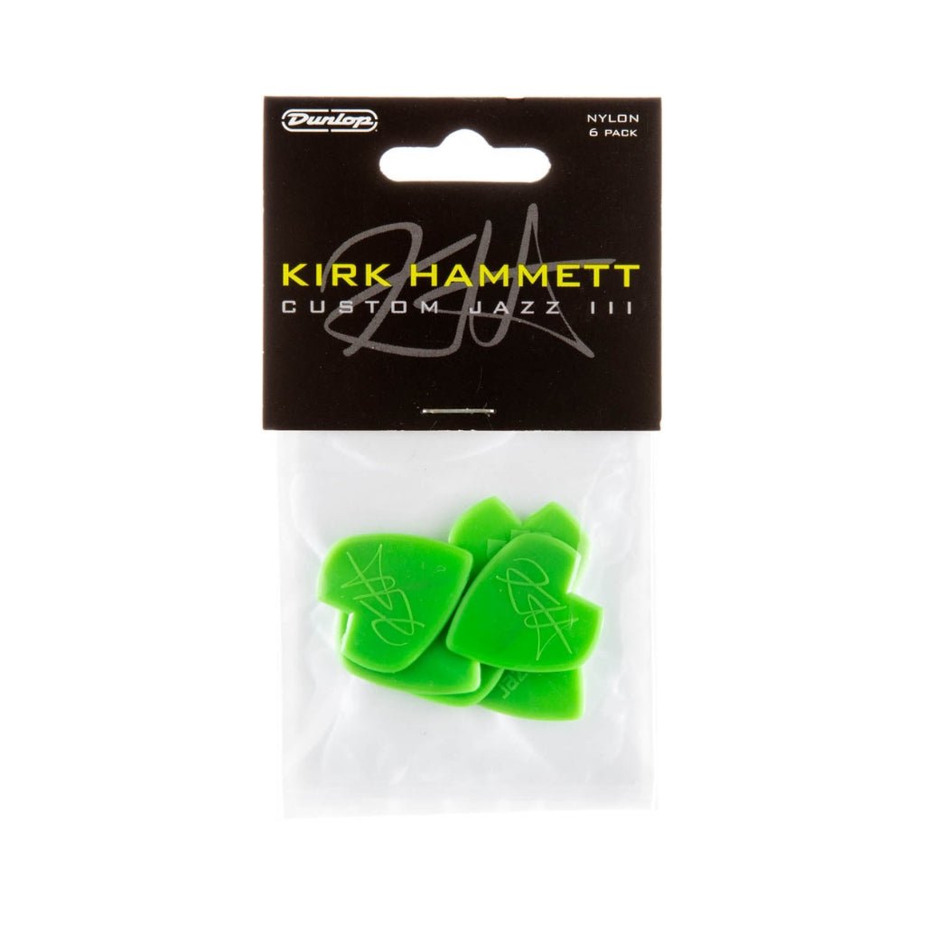 Jim Dunlop JPPKH Kirk Hammett Jazz III Pick - 1.38mm, Green, 6 Pack Guitar Picks Sky Music