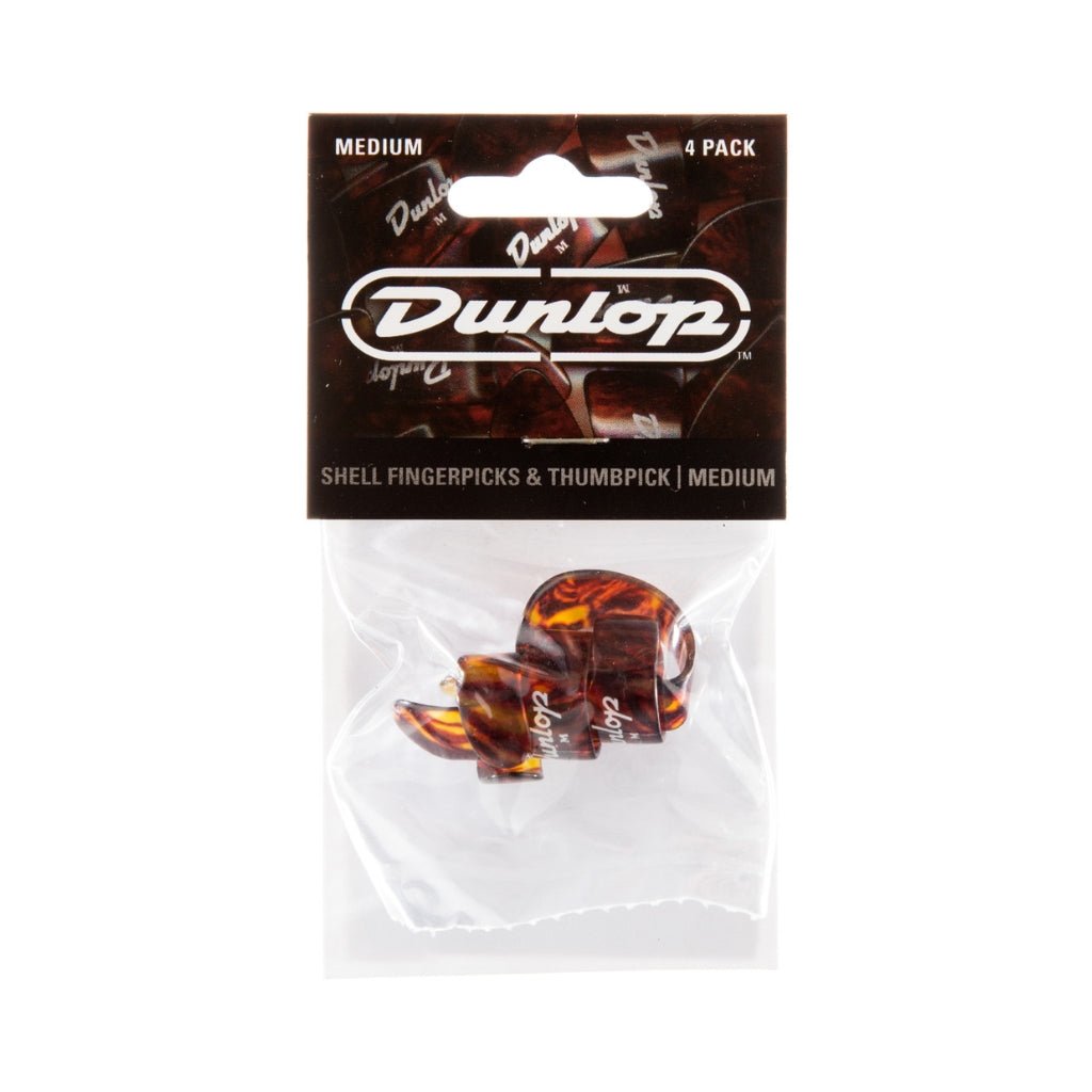 Jim Dunlop Shell Fingerpicks and Thumbpick Pack - Medium Guitar Picks Sky Music