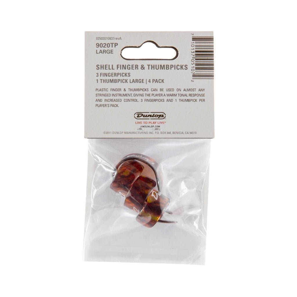 Jim Dunlop Shell Fingerpicks & Thumbpick Pack - Large Guitar Picks Sky Music