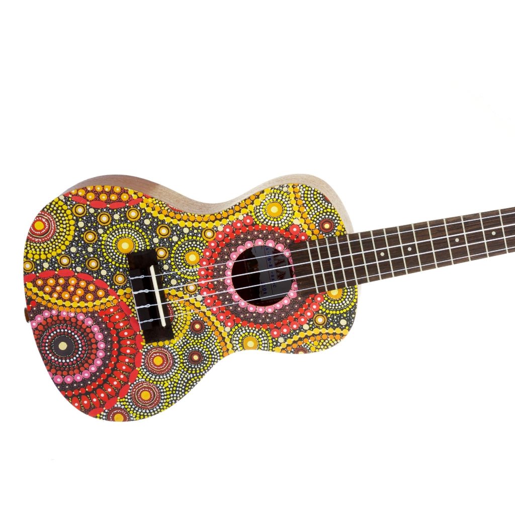Kala Concert Ukulele with Desert StoryLines Logo Bag - Blackwood Apple By Evelyn Young Ukuleles Sky Music