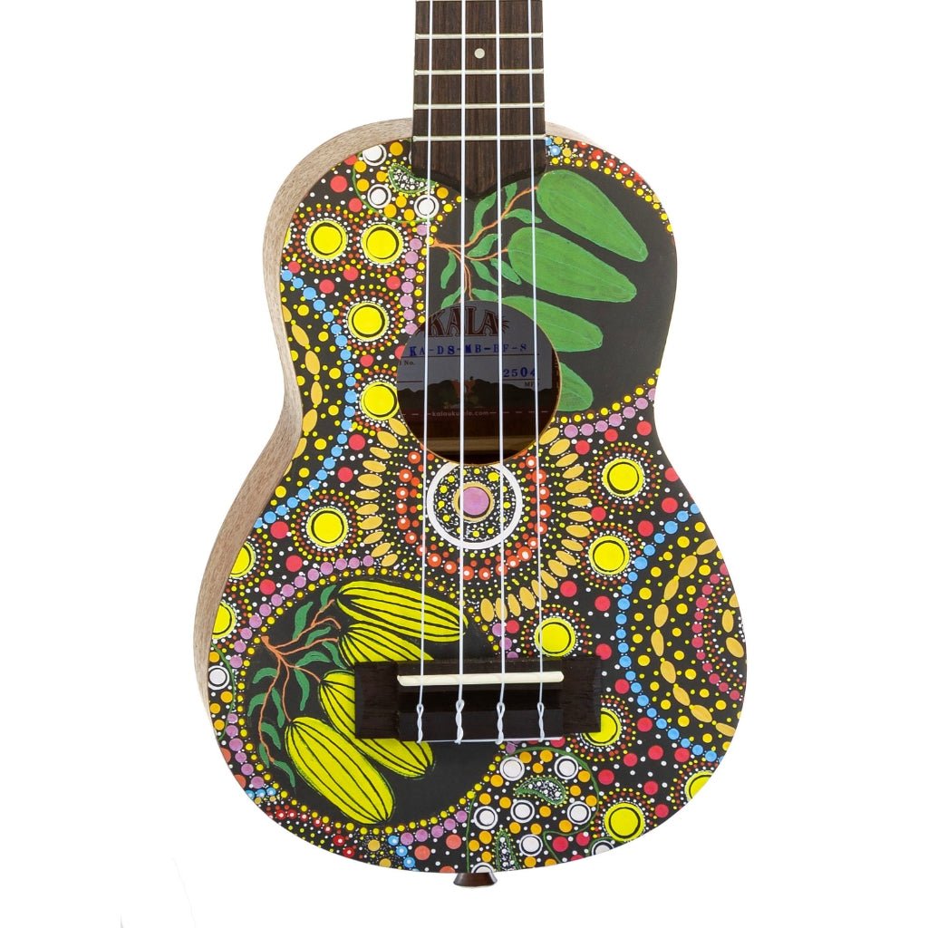 Kala Soprano Ukulele with Desert StoryLines Logo Bag - Bushfoods By Margaret Bloomfield Ukuleles Sky Music