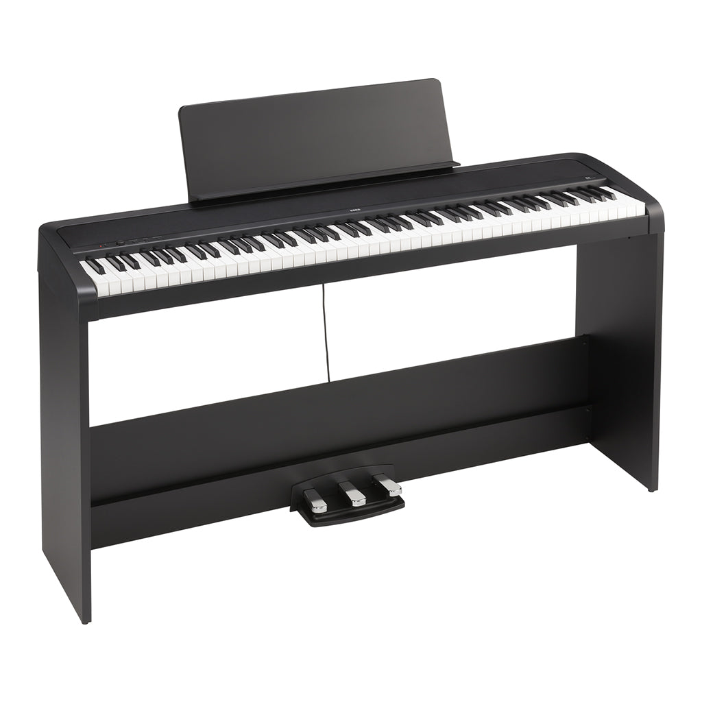 Korg B2SP 88 Weighted Hammer Action Digital Black With Stand Pedals And AKG K 72 Headphones