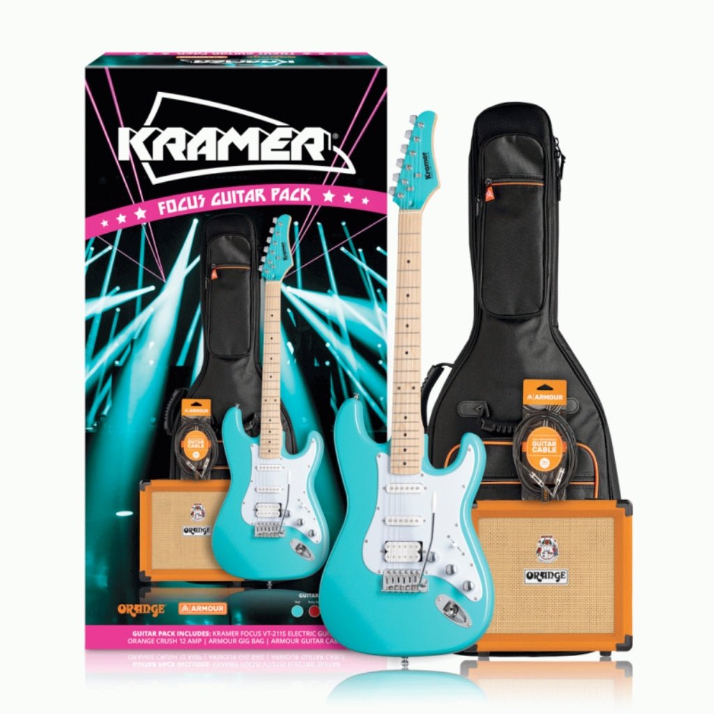 Kramer Focus VT211S Guitar Pack w/ Crush & Accessories - Teal Electric Guitars Sky Music