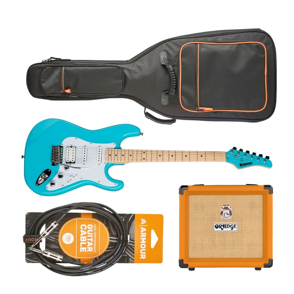Kramer Focus VT211S Guitar Pack w/ Crush & Accessories - Teal Electric Guitars Sky Music