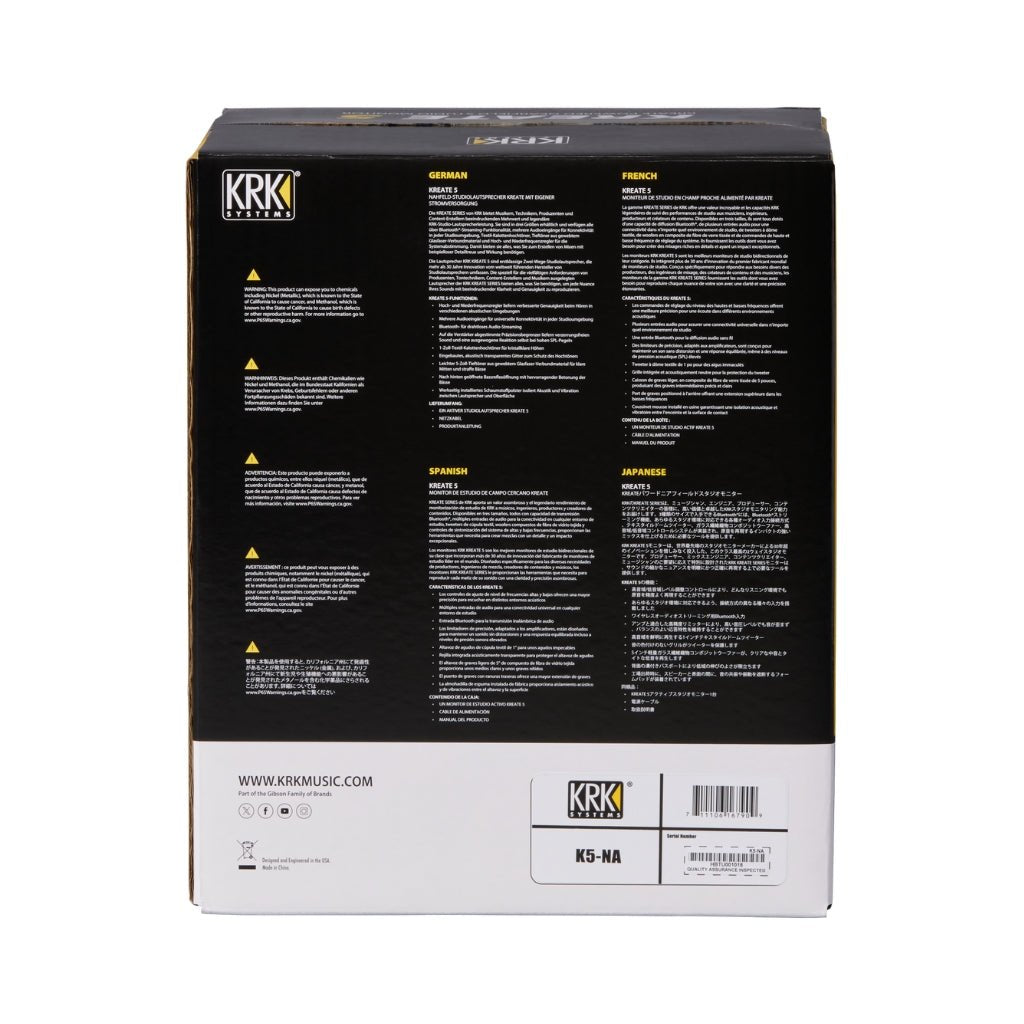 KRK Kreate 5 Active 5" Studio Reference Monitor - Single Studio Monitors Sky Music