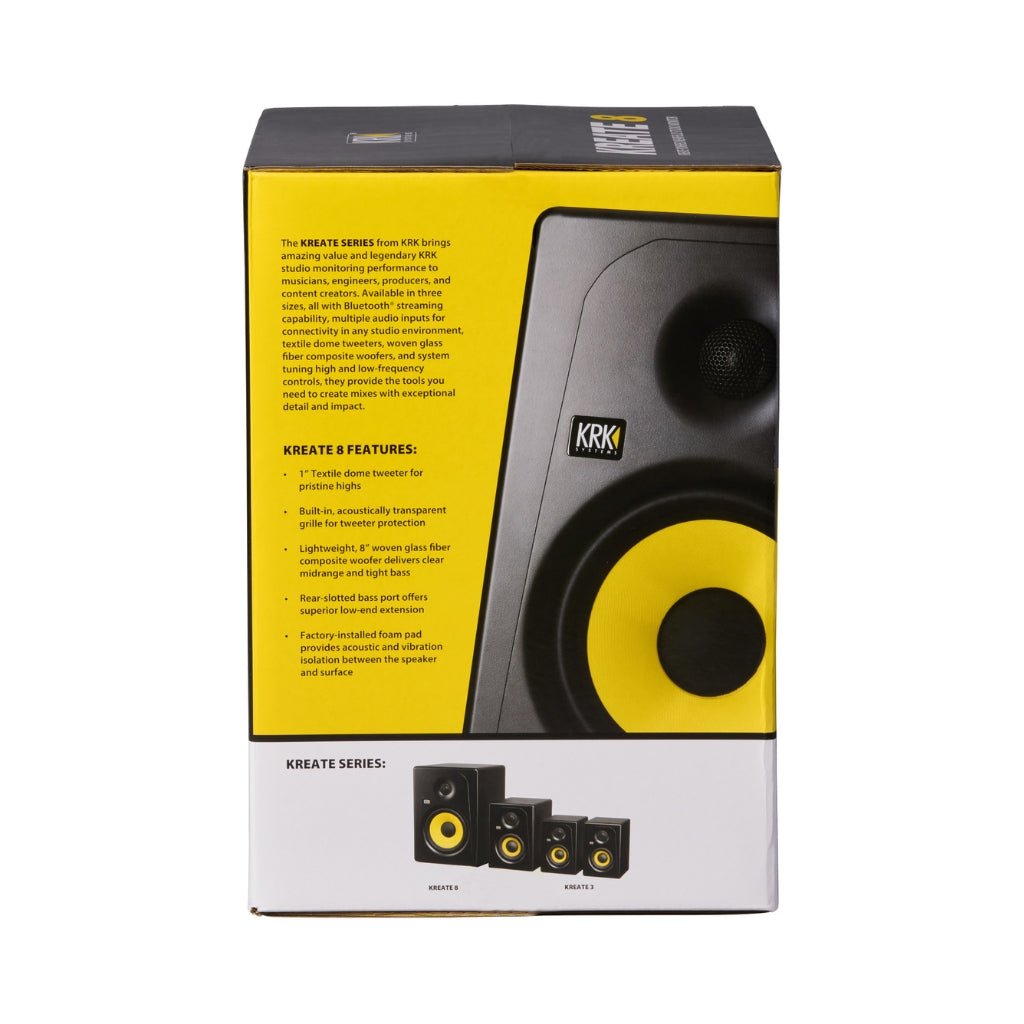 KRK Kreate 8 Active 8" Studio Reference Monitor - Single Studio Monitors Sky Music