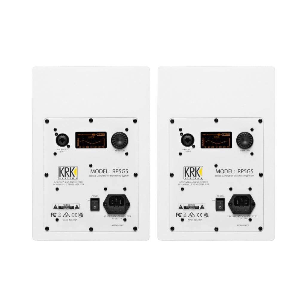 KRK ROKIT 5 G5 Powered Studio Monitor - White, Pair Studio Monitors Sky Music