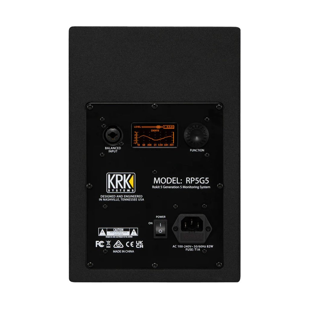 KRK ROKIT Gen5 Studio Monitor 5" Class D Powered; Kevlar Drivers; Onboard DSP - Single Studio Monitors Sky Music