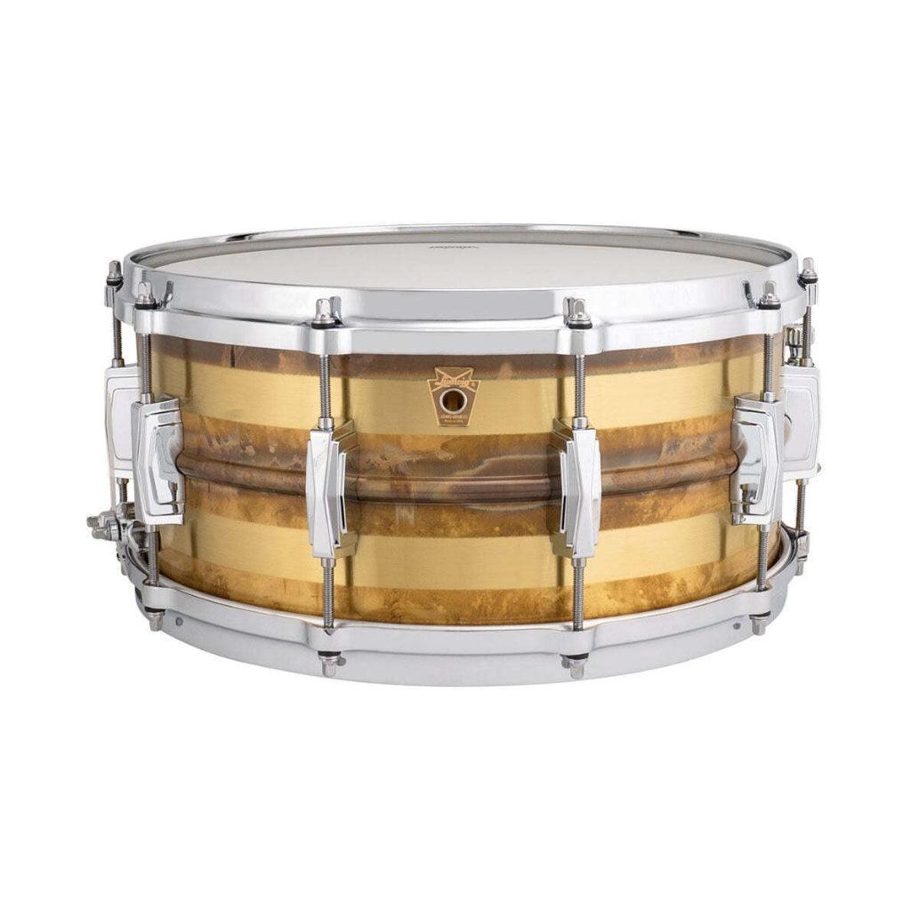 Ludwig - LB464RS Supraphonic Raw Brass Striped - 14X6.5 Snare Drum