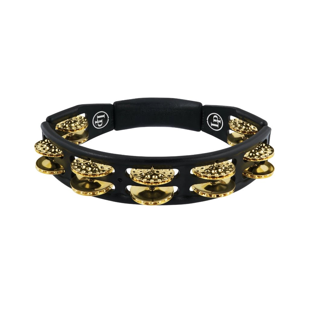 Latin Percussion Handheld Cyclops Tambourine 10-inch Double-Row Dimpled Brass Jingles – Black Percussion Sky Music