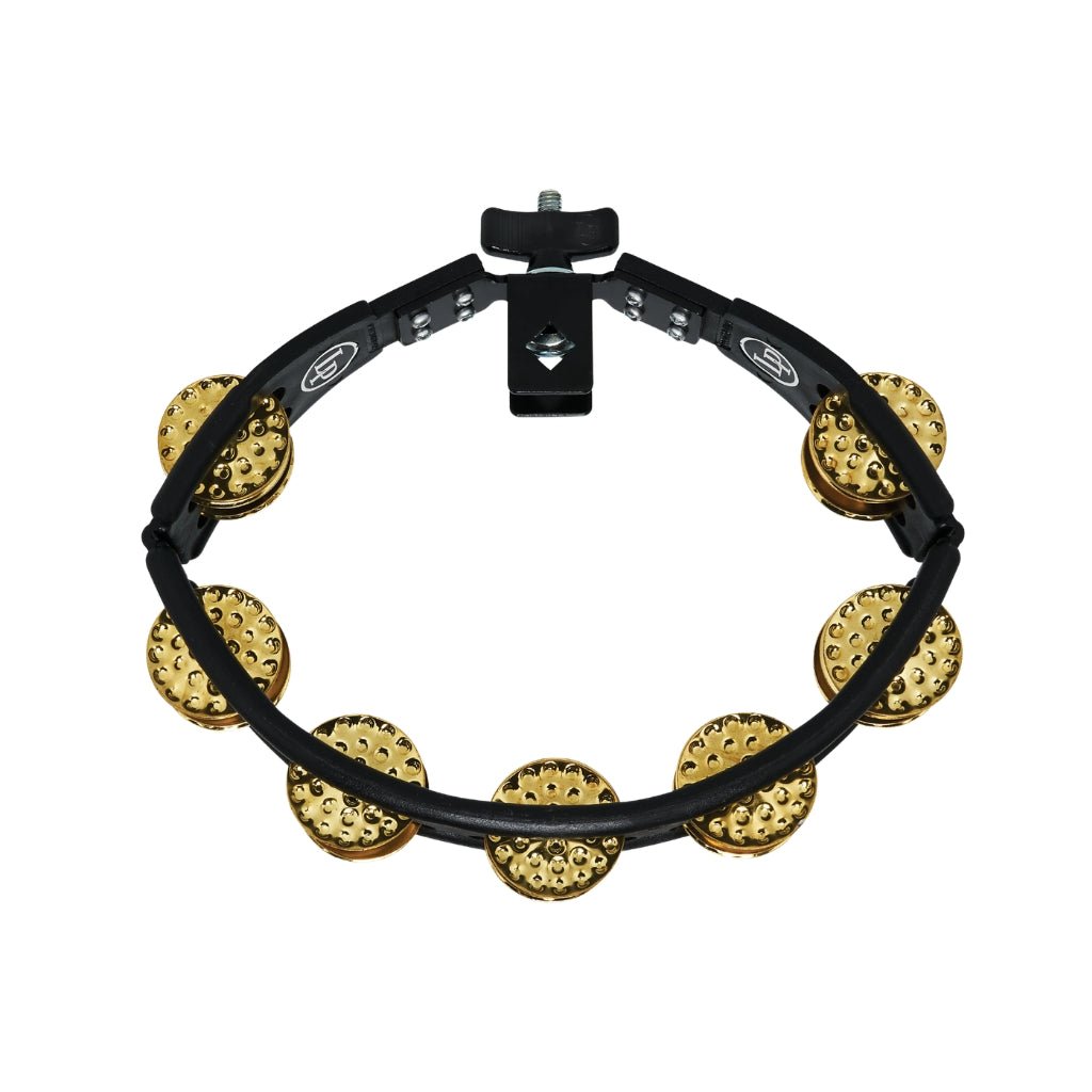 Latin Percussion Mountable Cyclops Tambourine Double-Row Dimpled Brass Jingles – Black Percussion Sky Music