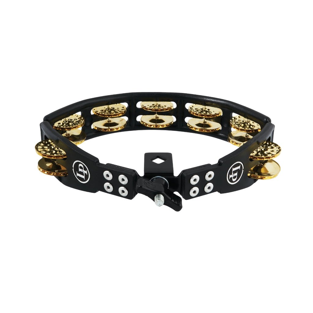 Latin Percussion Mountable Cyclops Tambourine Double-Row Dimpled Brass Jingles – Black Percussion Sky Music