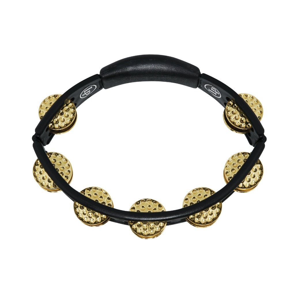 Latin Percussion Mountable Cyclops Tambourine Double-Row Dimpled Brass Jingles – Black Percussion Sky Music