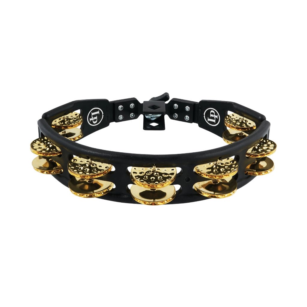 Latin Percussion Mountable Cyclops Tambourine Double-Row Dimpled Brass Jingles – Black Percussion Sky Music