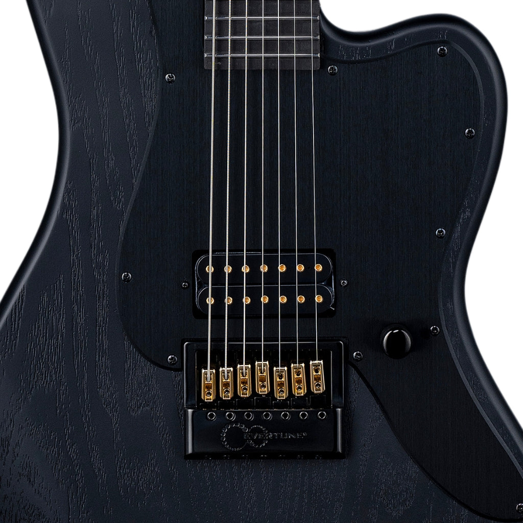 ESP LTD - Alex Wade AW-XJ7B Baritone Evertune Open Grain Electric Guitar - Black Satin