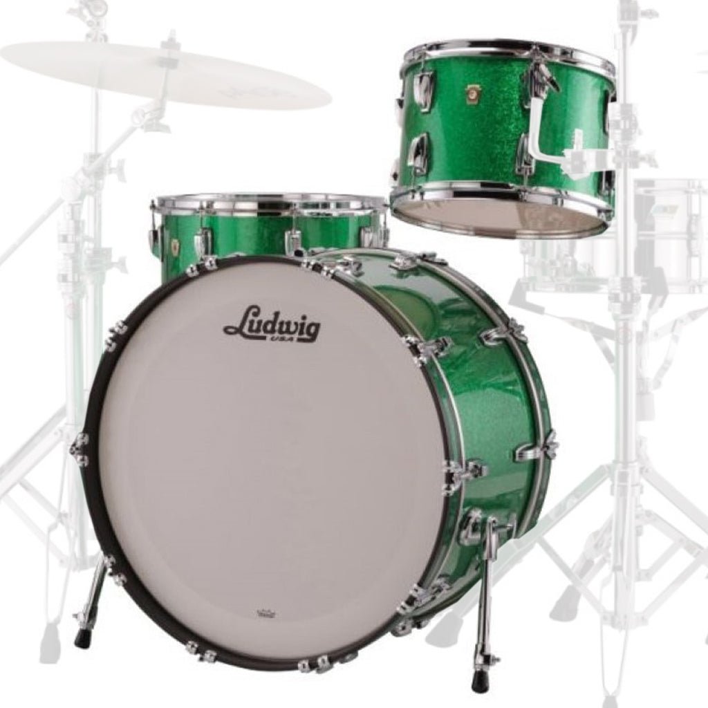 Ludwig Classic Maple 22" 3-Piece Shell Pack - Green Sparkle Acoustic Drums Sky Music
