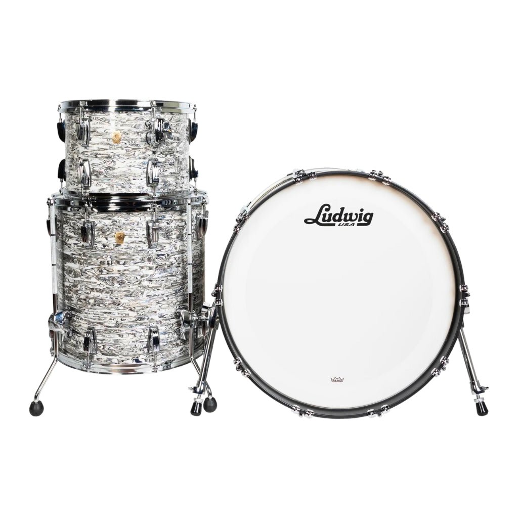 Ludwig Classic Maple 22" FAB White Abalone 3 Piece Shell Pack Acoustic Drums Sky Music