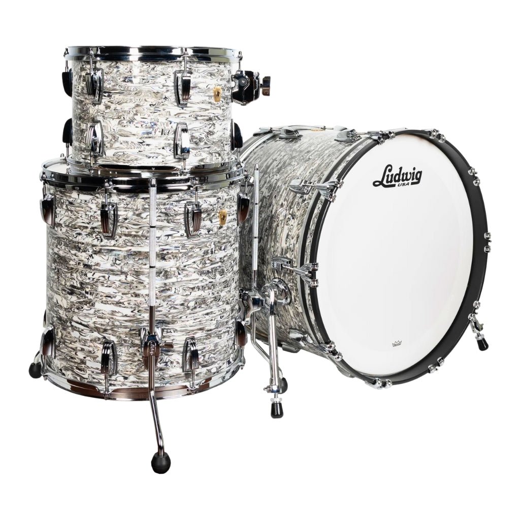 Ludwig Classic Maple 22" FAB White Abalone 3 Piece Shell Pack Acoustic Drums Sky Music
