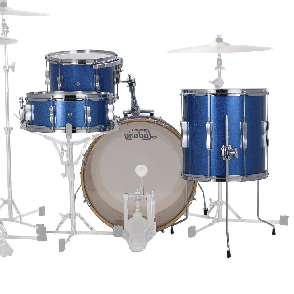 Ludwig Continental Club Fab Plus Shell Pack - Blue Sparkle Acoustic Drums Sky Music