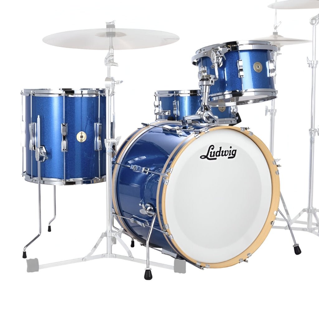 Ludwig Continental Club Fab Plus Shell Pack - Blue Sparkle Acoustic Drums Sky Music